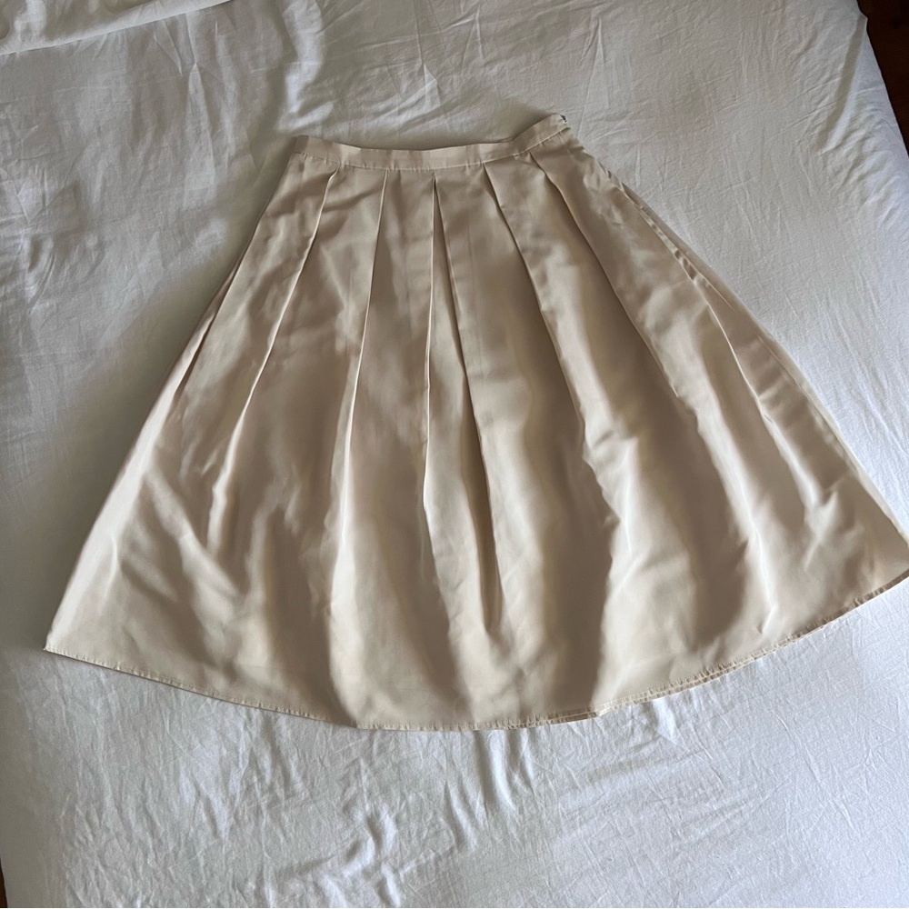 LORD & TAYLOR CREAM A LINE MIDI PLEATED SKIRT SIZE US 6 - Picture 7 of 9